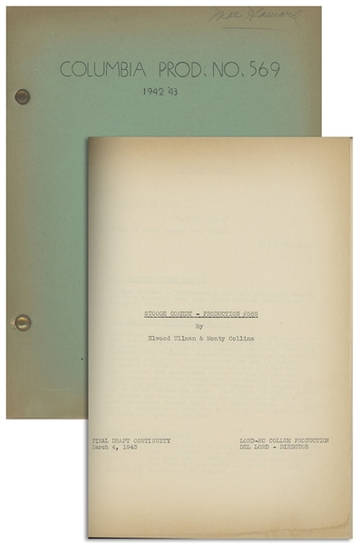 Moe Howard's 34pp. Script Dated March 1943 for The Three Stooges Film ''Phony Express'' -- Very Good Condition